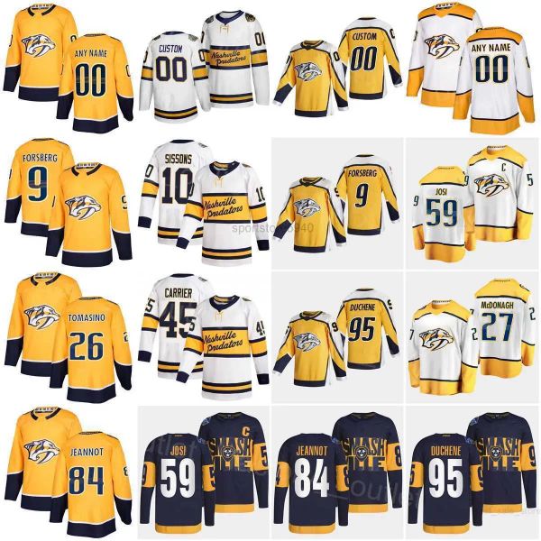 Personalizado Mens Mulheres Juventude Nashville Hockey Predators 59 Roman Josi Jersey 84 Tanner Jeannot 26 Philip Tomasino 45 Alexandre Carrier 27 Ryan McDonagh 95 Matt Duche