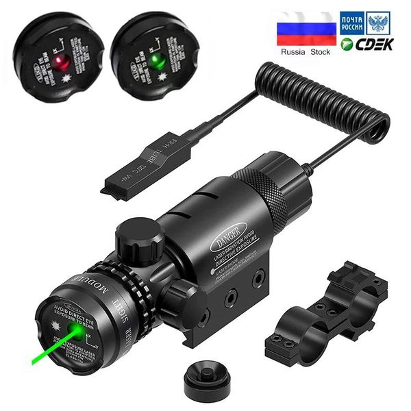 Ponteiros caçadores de caça tática vermelha/verde ponto a laser Vista ajustável interruptor 532nm Mount Laser Pointer Rifle Gun Scope com Point Lazer