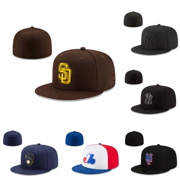 Cappelli aderenti di design per adulti Snapbacks da baseball Cappello piatto cappello a secchiello da uomo piatto Berretti chiusi berretto da sole flessibile mix taglia 7-8