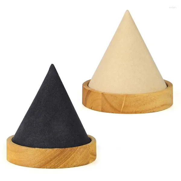 Bolsas de jóias 2 pcs forma de cone pulseira de madeira tornozeleira expositor anel suporte de relógio (bege cinza escuro)