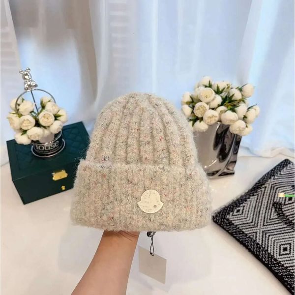 Monclear Gorro de malha com cabelo de coelho | Chapéu Monclair casual outono inverno para homens e mulheres | Boné quente de designer para estações frias 336