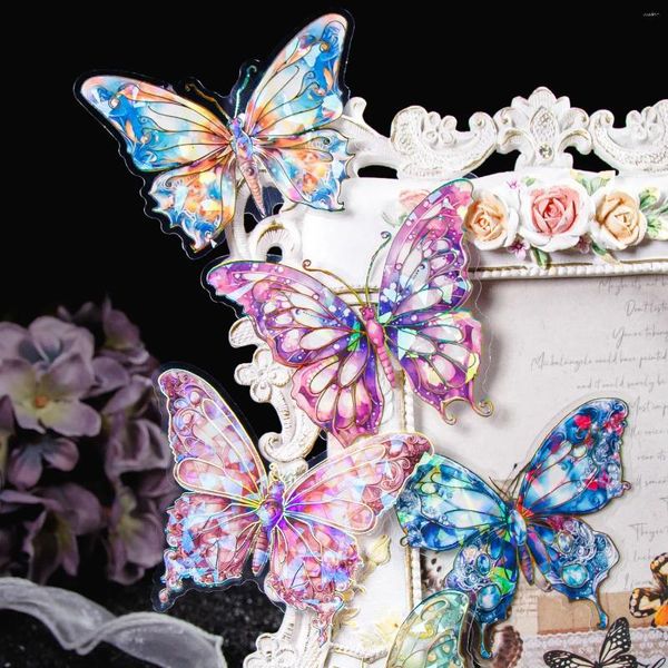 Geschenkpapier 10 Stück Retro Schmetterling Blume Dekorative Goldprägung Glänzende Aufkleber Scrapbooking Material Etikett DIY Tagebuch Journal Planer