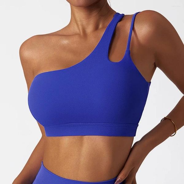 Yoga Outfit Cloud Hide Reggiseno sportivo monospalla sexy per donna Fitness Crop Top Ladies Running Intimo Allenamento Palestra Camicia Abbigliamento sportivo