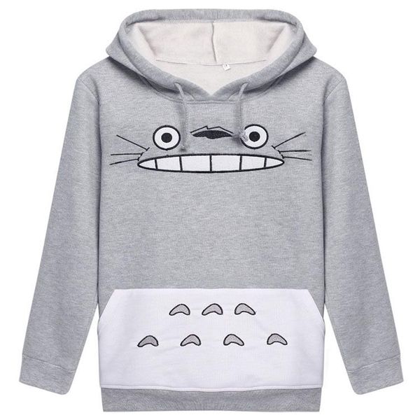 Yükseltici 3d kalın sweatshirt harajuku karikatür totoro hayvan kedi baskı kadın cosplay takım elbise kapüşon sonbahar dış kıyafetler cot283o