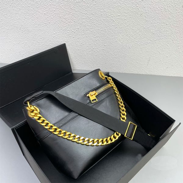 Freizeit Herren Damen Umhängetasche Retro große Kapazität Designer-Geldbörse Mode neue Büro Pendeln Umhängetasche Leder Goldkette Handtasche tägliche tragbare Brieftasche
