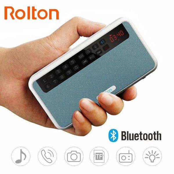 Rádio rolton e500 portátil estéreo bluetooth alto-falantes rádio fm claro baixo dupla faixa alto-falante tf cartão usb leitor de música e lanterna