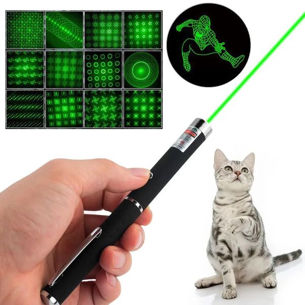 Ponteiros laser ponteiro alto ponteiro a laser medidor de pet gato brinquedo de gato luz verde ponto verde escritório interativo caneta laser ganha grátis cartoonprojeção