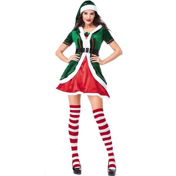 Lcw feminino novo design natal halloween manga longa traje de natal papai noel pacote grosso adulto masculino festa mostrar elf dr3093