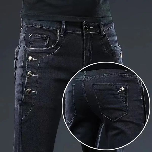 Arrivi di marca Jeans da uomo in cotone casual pantaloni di jeans maschili pantaloni skinny da uomo grigi slim fit elasticizzati dritti 240113