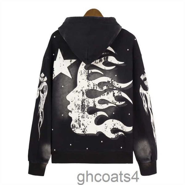 Tasarımcı Hoodie Men Pullover Spiderweb Yıldız Flaş Uzun Kollu Sokak Hip-Hop Sweatshirts Mavi Kırmızı Gri Siyah Yoga Vintage Hoodios G812