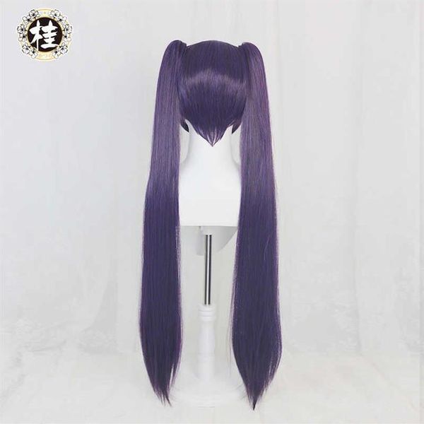 PRE-UWOWO Gioco Genshin Impact Mona Megistus Parrucca Cosplay Riflessione Astrale 90 cm Viola Doppia Coda Y09132685