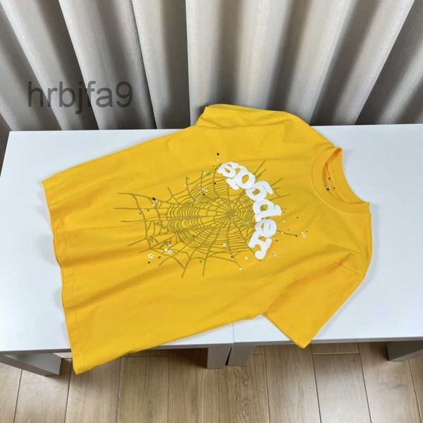 Maglietta da uomo Sp5dershirt Camicia firmata T-shirt grafica gialla Felpa con cappuccio da uomo 555 Stampa Donna Manica corta di alta qualità Abbigliamento libero per persone GirocolloEIH0EIH0 EIH0