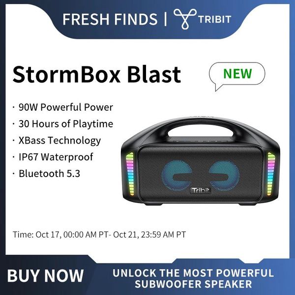 Lautsprecher Tribit Tragbarer Bluetooth-Lautsprecher 90 W StormBox Blast Outdoor-Wireless-Lautsprecher IPX7 Wasserdichter Party-Camping-Lautsprecher 30 Stunden Spielzeit