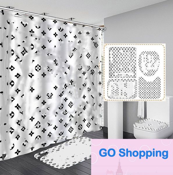 Set di tende da doccia con stampa cool di qualità Set di tre pezzi di alta qualità da bagno Tappetini da bagno deodoranti antiscivolo per bagno