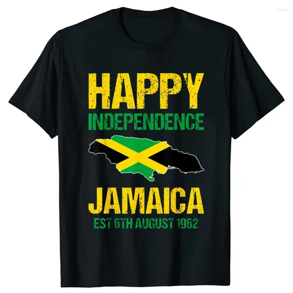 Herren-T-Shirts „Happy Independence Jamaica Est 6. August 1962“, jamaikanische T-Shirts, Rundhalsausschnitt, kurzärmelig, modische T-Shirt-Kleidung, lässig