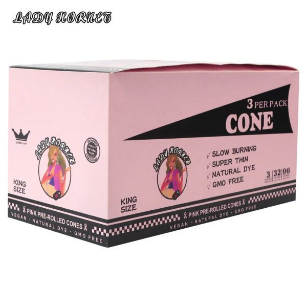 LADY HORNET Accessori per fumatori 110MM Carta rosa conica con finitura in corno Tubo per rotoli di carta per fumo King Size per tabacco ZZ