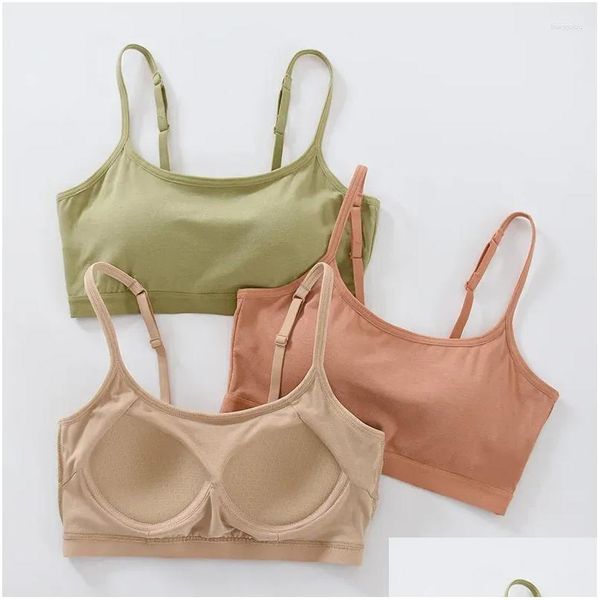 Reggiseni senza ferretto Intimo per donna Traccia con cuscinetto per il seno Canottiera sottile antiscivolo Canotta con scollo all'americana All-in-One Petto avvolgente Mti-Color Drop Consegna Oteps