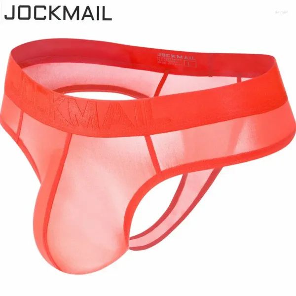 Mutande JOCKMAIL Slip da uomo Intimo da uomo sexy Custodia per pene Nylon Ultra-sottile Ice Gay Slip Homme Bikini Perizoma