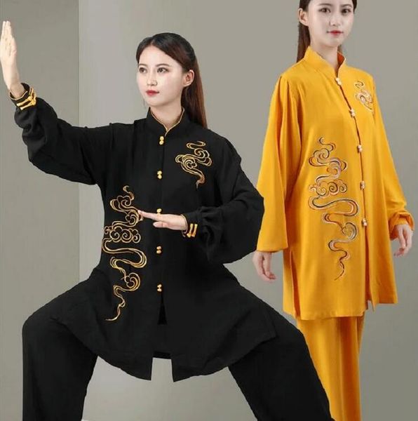 Vendita calda Moda Uomo Donna Stile cinese Tai Chi Abbigliamento Ricamo Kung Fu Abiti Primavera Autunno Arti marziali Set di costumi