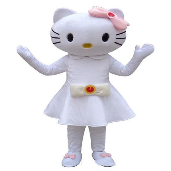 2018 de alta qualidade traje da mascote bonito gatinho halloween natal aniversário personagem traje vestido animal gato branco mascote ship2635