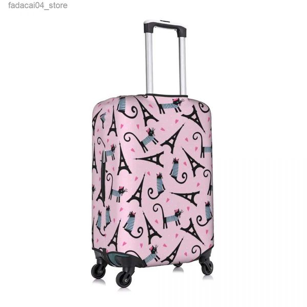 Koffer, süße Cartoon-Paris-Katzen-Gepäckabdeckung, Spandex-Kofferschutz, passend für 19–21 Zoll Q240115