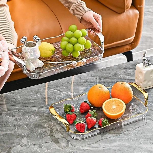 Contenitori per la cucina Internet Celebrity Light Luxury Piatto da tè Frutta per la casa Vassoio minimalista in vetro imitazione Tazza per acqua moderna