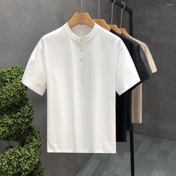 Camiseta masculina camisa para homens de manga comprida cor sólida roupa interior térmica topo pesado camiseta verão primavera roupas 2024 q40