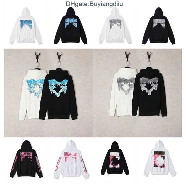 Erkek Hoodies Sweatshirt Kapalı Stil Moda Kazak Boyalı Ok Crow Stripe Hoodie ve T-Shirts Offs 2024 Siyah Beyaz Ahp2