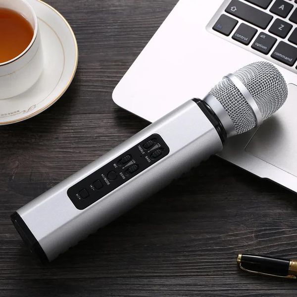 Microfoni K6 Microfono Karaoke Wireless Doppio clacson Altoparlante portatile portatile Bluetooth Lettore KTV domestico Regolazione del suono dell'ecotipo