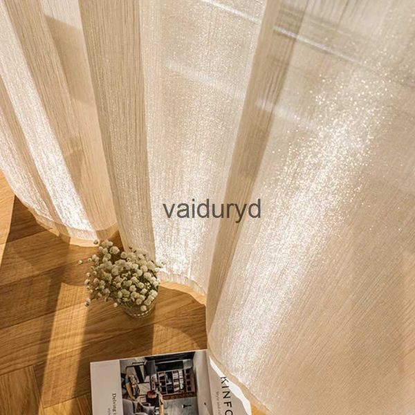 Tenda Nostalgia Scintillante Stile Francese Tende di Tulle Per Soggiorno Luminoso Streamer Voile Tenda Pura Decorazioni Per La Casa Customizevaiduryd