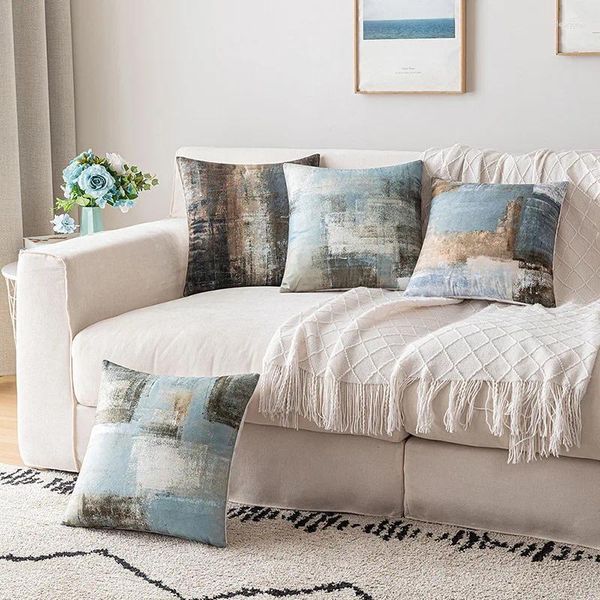 Подушка Бархатный абстрактный акварельный чехол для гостиной, дивана, автомобиля, вечерние, декоративная текстура, градиентный чехол 45x45 см