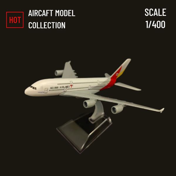 Scala 1.400 Modello di aereo in metallo Corea Asiana Voli Boeing Aereo pressofuso in lega World Aviation Giocattolo in miniatura da collezione 240115