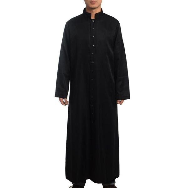 Ряса римского священника, костюм католической церкви, духовенства, черный халат, платье священнослужителя, однобортное облачение на пуговицах для взрослых мужчин, косплей281b