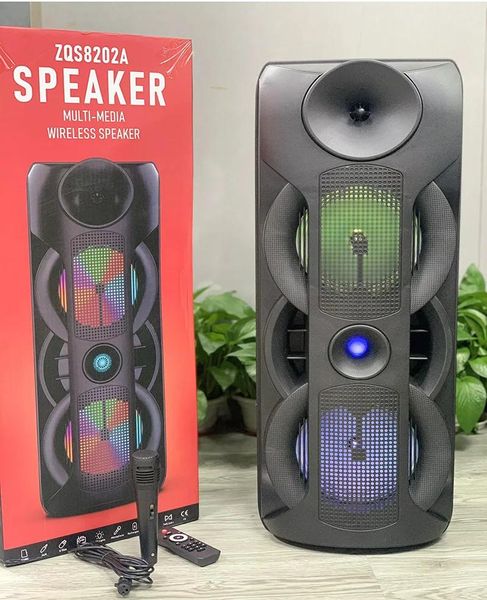 Alto-falantes caixa de som80w ao ar livre duplo 8 Polegada quadrado dança bluetooth alto-falante portátil cartão sem fio subwoofer k amplificador de música 3d estéreo