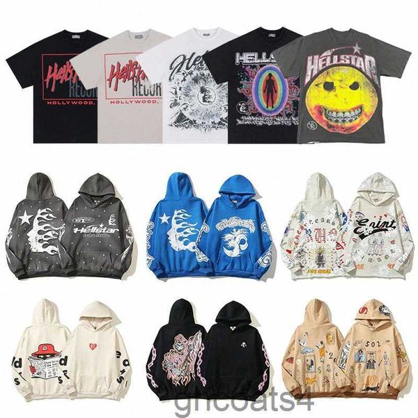 Hoodies Designer Camisas Homens Solto Hoodie Tees High Street Camiseta Rapper Lavagem Cinza Pesado Artesanato Unissex Manga Curta Mulheres Pulôver Camisetas Tops Us Tamanho S-2XL LR6W