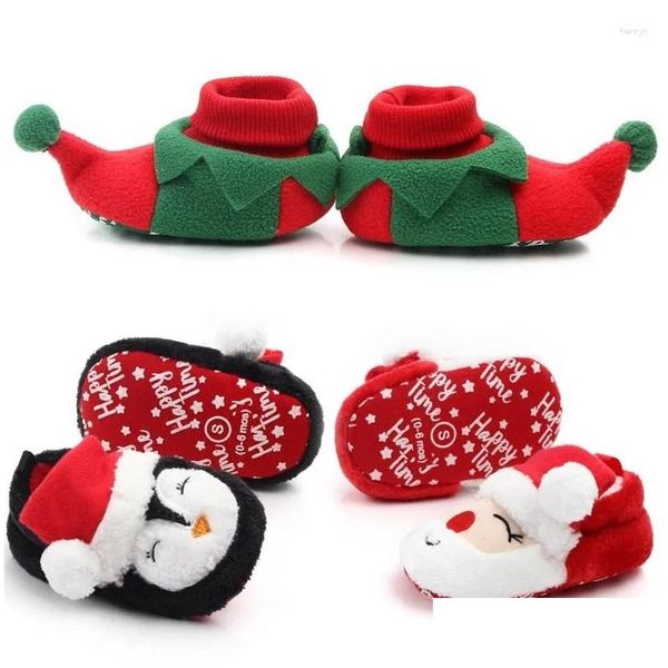 İlk Yürüyüşçüler Kış için Bebek Ayakkabıları Noel Bebek Sevimli Santa Erkekler ve Kızlar 11cm/12cm/13cm 0-12 aylık sıcak astar Yumuşak damla otsjx