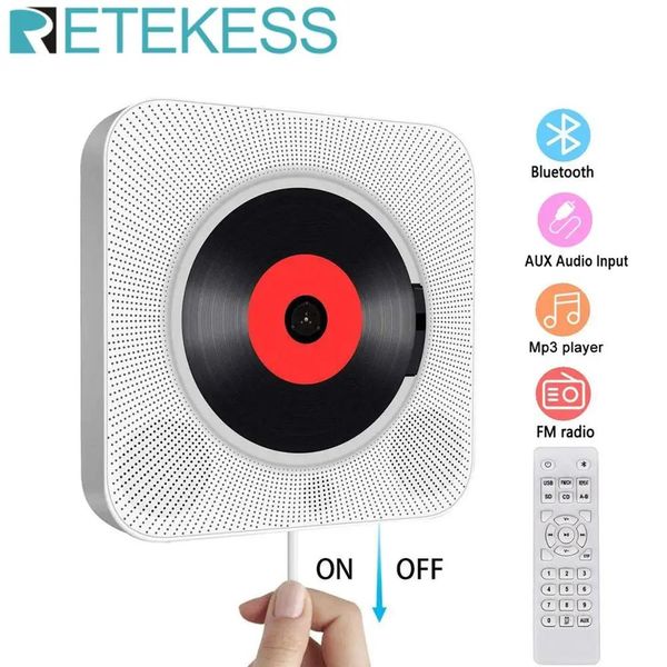 Radio Retekess TR609 Wandmontierter CD-Player Surround Sound FM-Radio Bluetooth USB MP3-Disk Tragbarer Musik-Player Fernbedienung Zuhause