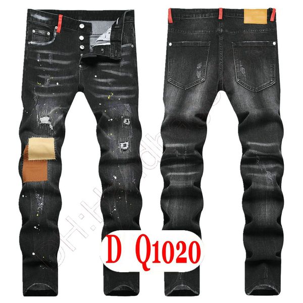 Jeans da uomo Designer italiano di lusso Jeans denim da uomo Pantaloni ricamati DQ21020 Moda Wear-Holes splash-ink stamp Pantaloni Abbigliamento da motociclista US28-42 / EU44-58