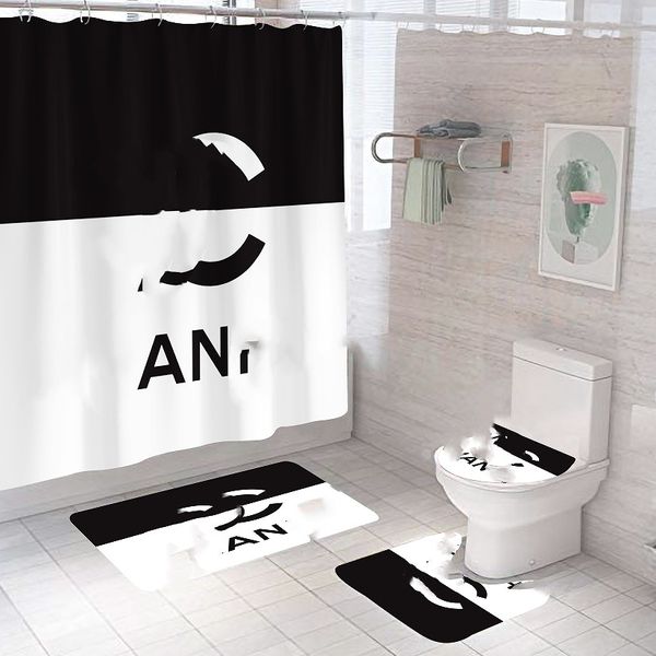 Nuovo coprisedile WC antiscivolo tappetino da bagno set tenda da doccia impermeabile in poliestere tappeto da bagno decorazioni per la casa tappetino da bagno