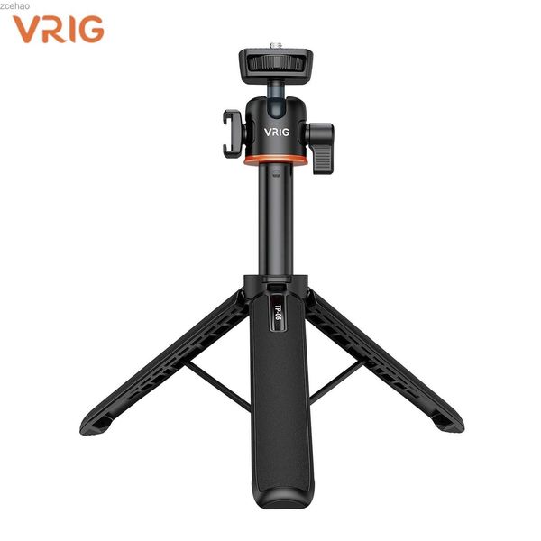 Tripés VRIG TP-06 Tripé Stand Selfie Stick Liga de Alumínio com Parafuso de 1/4 Polegada Montagem de Sapata Fria 360 Rotativo 1.5kg Capacidade de Carga L240115