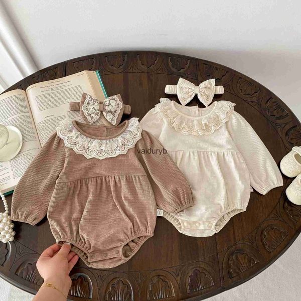 Macacão 2 PCS Milancel Primavera Roupas de Bebê Lace Collar Infantil Bodysuit Uma Peça Criança Bonito Princesa Outfit Clothingvaiduryb