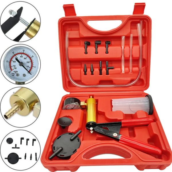 Attrezzo manuale per auto Vuoto manuale Strumento di scarico liquido freni Essudativo Kit tester per pompa a pistola a vuoto Manometro per pompa in alluminio 240115