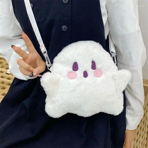 Sacos de noite bonito fantasma kawaii desenhos animados fofo bolsa de ombro para mulheres meninas de pelúcia moda casual mensageiro bolsa bolsas