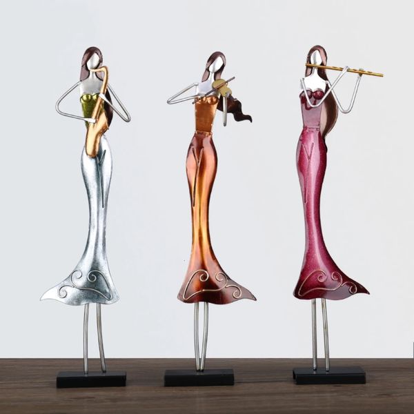 Orquestra moderna instrumento musical ornamentos violino saxofone flauta belle performer sinfonia ferro forjado decoração abstrata 240116