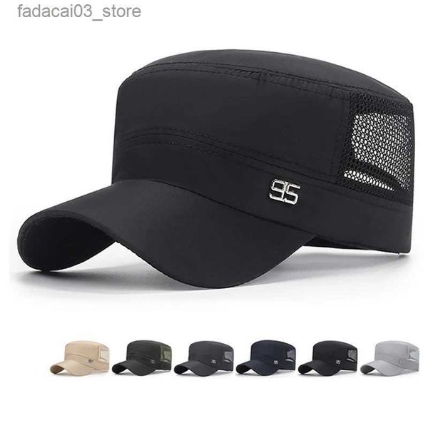 Ball Caps Askeri Şapkalar Denizci Kaptan Kapakları Yaz Erkek Kadın Beyzbol Kapağı Nefes Alabaş Örgü Visorlar Şapka Kamyoner Snapback Düz Şapkalar Q240116