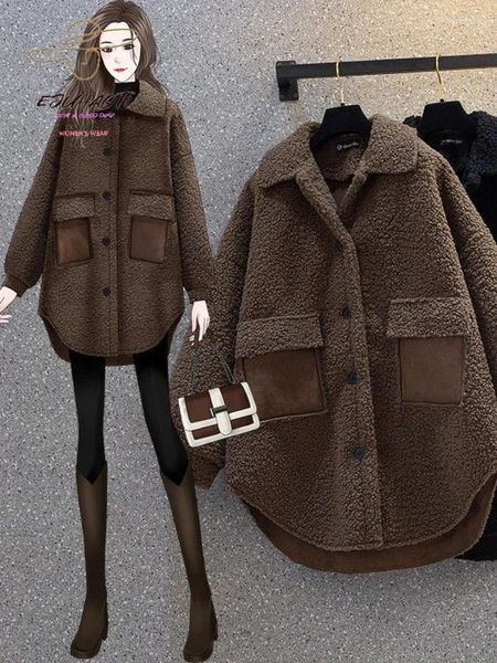 Frauen Jacken Mantel Übergroßen Herbst Winter Berber Fleece Hong Kong Stil Sinn für Design Jacke Erscheinen Dünne Frau Kleidung