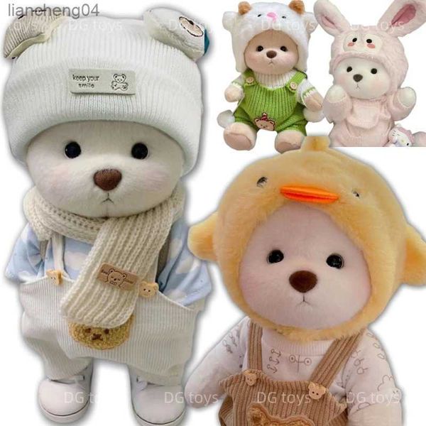 Bonecas de pelúcia 30cm artesanal urso de pelúcia brinquedo mudança vestido pano bebê menina abraço fofinho plushie boneca para crianças presente de natal para crianças