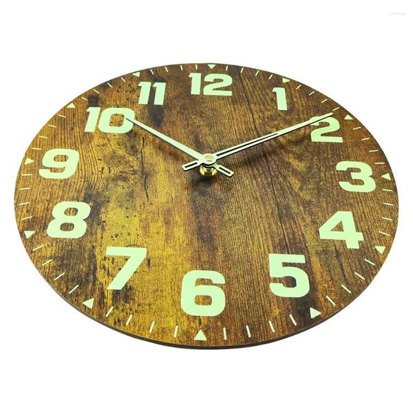 Relógios de parede Fogo Padrão Relógio Decoração Mudo para Ponteiro de Quarto Luminoso Pingente de Madeira
