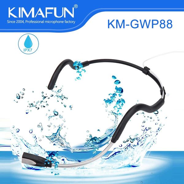 Microfoni KIMAFUN 2.4G Cuffie wireless ad alta fedeltà Microfono Fitness resistenti al sudore con ricevitore trasmettitore ricaricabile per altoparlante PA