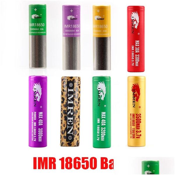 Baterias Imr 18650 Bateria Ouro Verde Vermelho Roxo Leopardo 3000Mah 3200Mah 3300Mah 3500Mah 3.7V 40A 50A Entrega de gota de lítio Electroni Ot1Mo